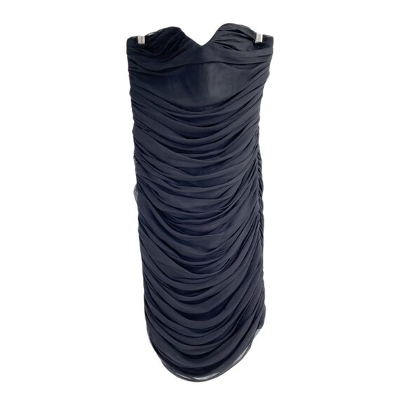 Marley 100% Silk Ruched Strapless Cocktail Little Black Dress Womens Size Small - Picture 1 of 10